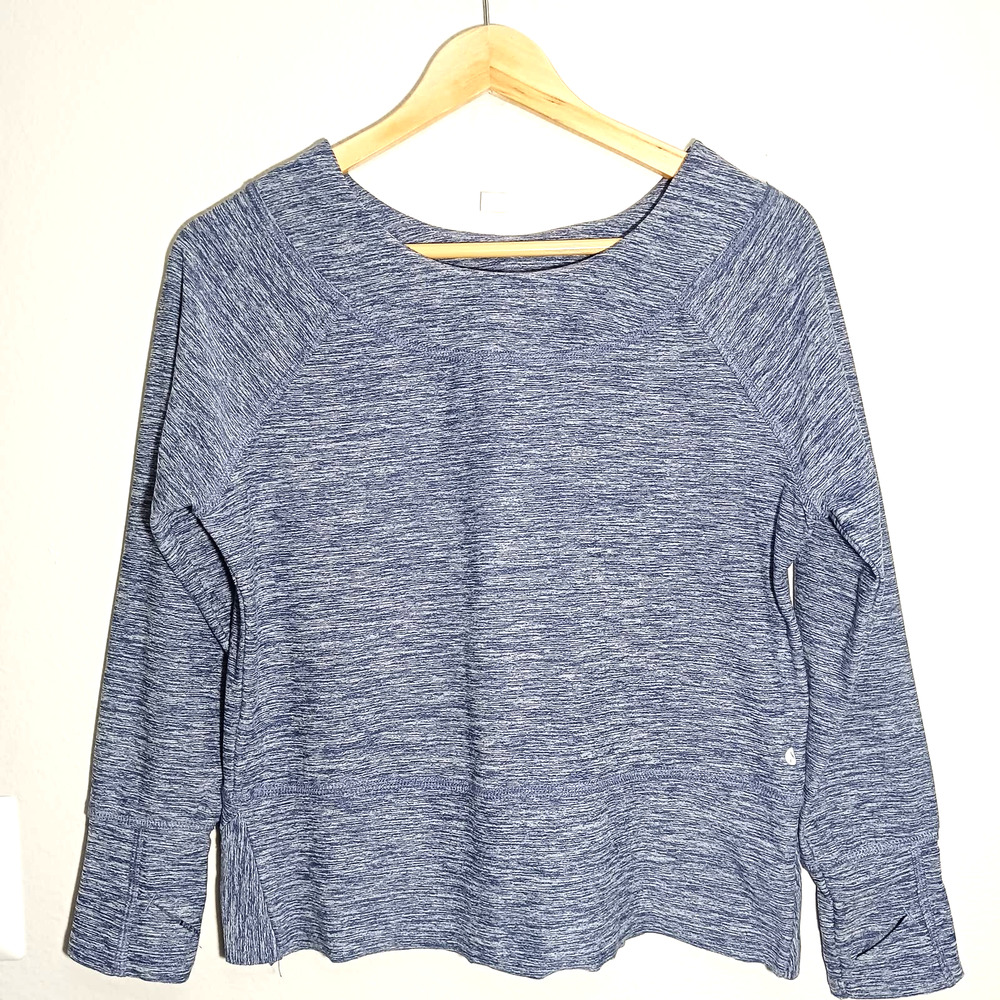 LAYER 8 Quick Dry Activewear Sport Stretch 3/4 Sleeve Blue Sz M Top Shirt Blouse
